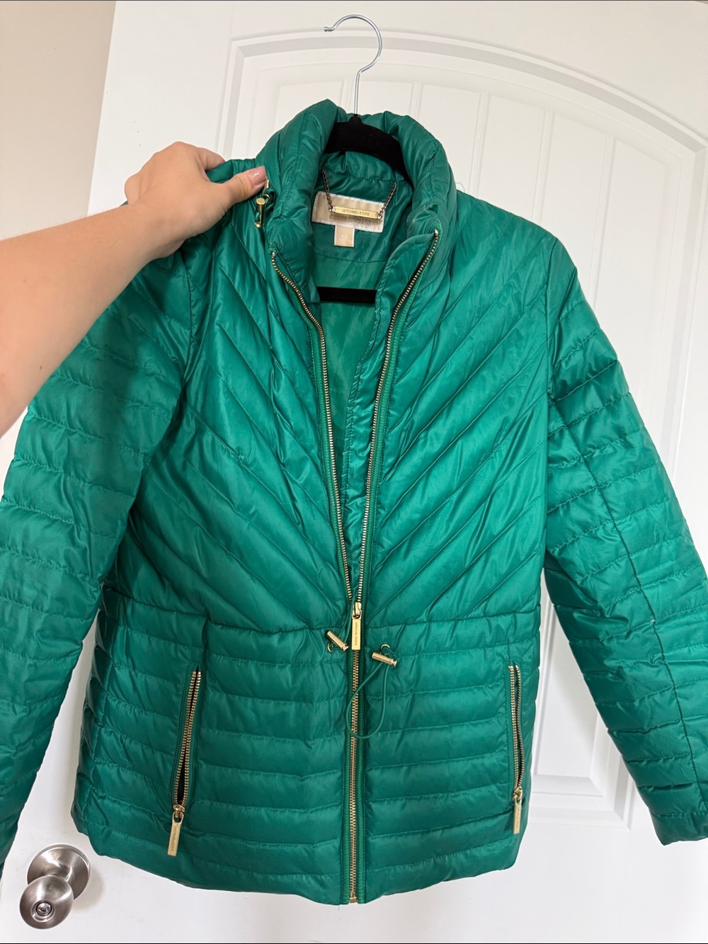 Michael kors Green Quilted Packable Jacket with Gold Zippers